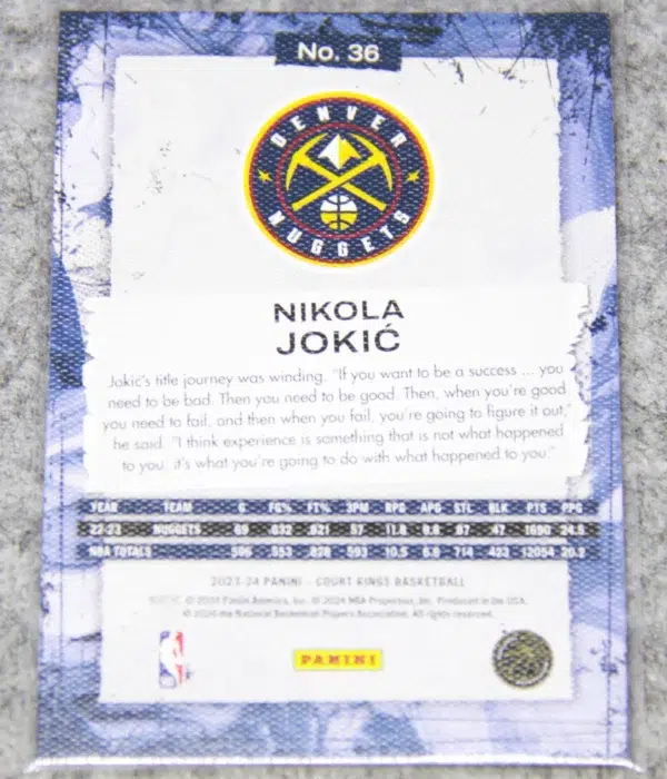 2023-24 Nikola Jokic #36 Panini Court Kings - back