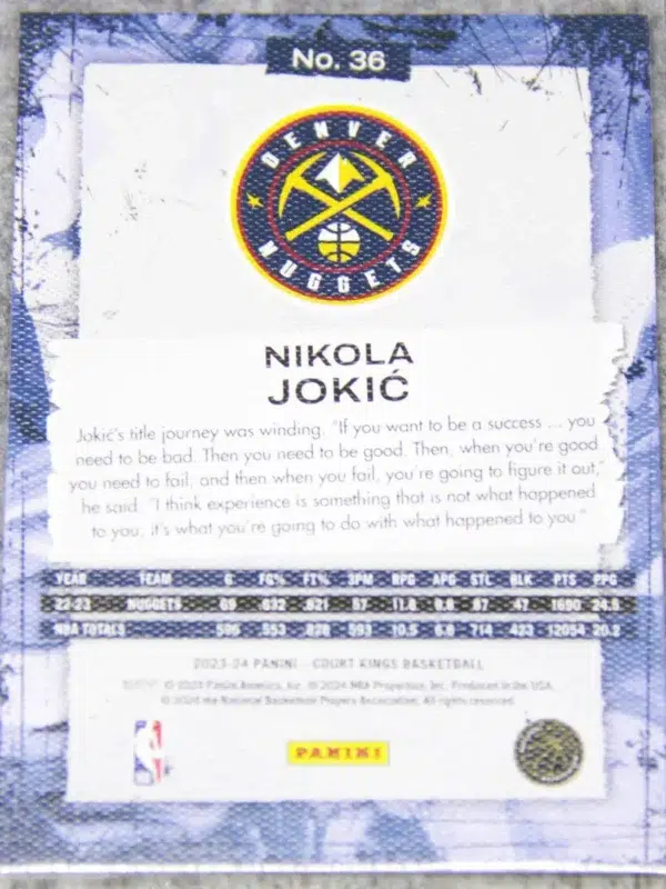 2023-24 Nikola Jokic #36 Panini Court Kings - back