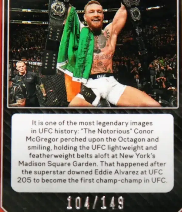 2023 Conor McGregor #125 Panini Prizm Purple Prizm SN#104 - detail