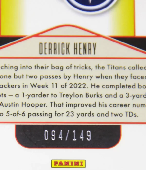 2023 Derrick Henry #UL-DHE Panini Legacy Under The Lights SN#94 - detail