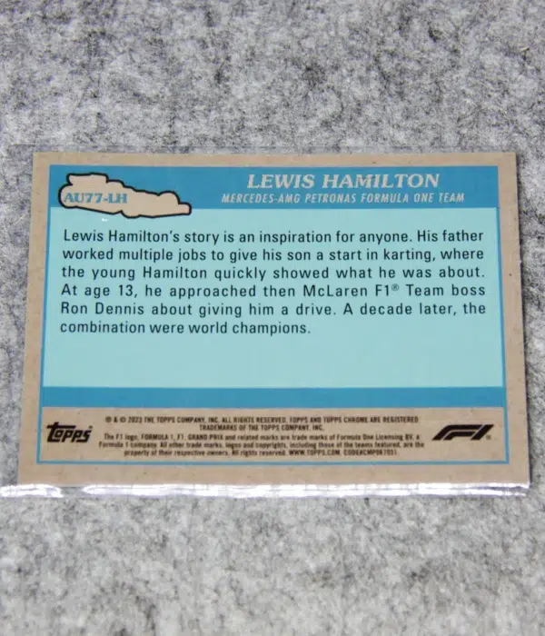 2023 Lewis Hamilton #AU77-LH Topps F1 Autos of 1977 Throwback SP - back