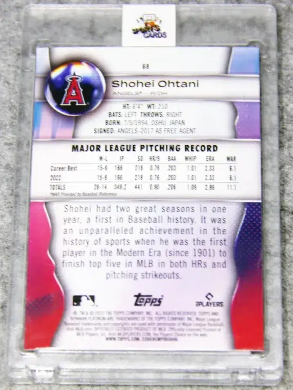 2023 Shohei Ohtani #68 Topps Bowman Platinum Ice Foil - back