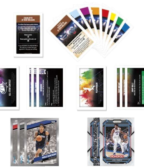Monopoly Panini Prizm NBA Trading Card Edition Board Game - cards