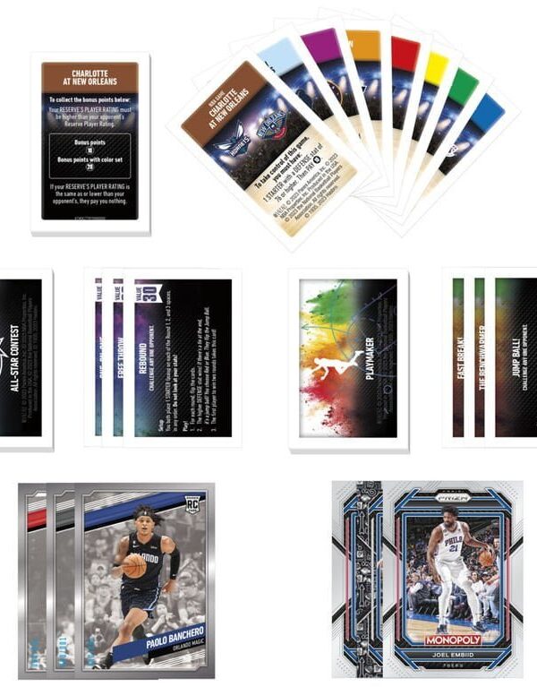 Monopoly Panini Prizm NBA Trading Card Edition Board Game - cards