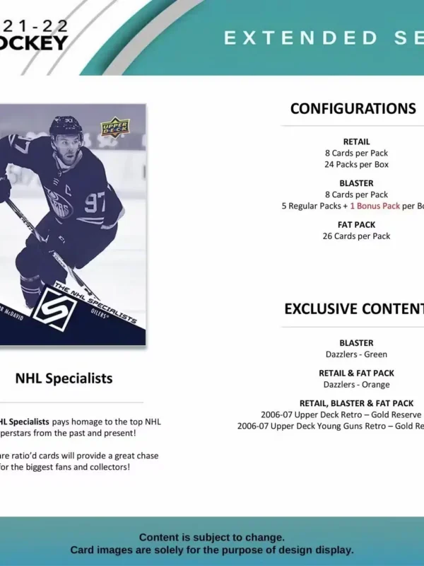 Upper Deck Extended Series Hockey NHL 2021-22 Blaster Box - retail4