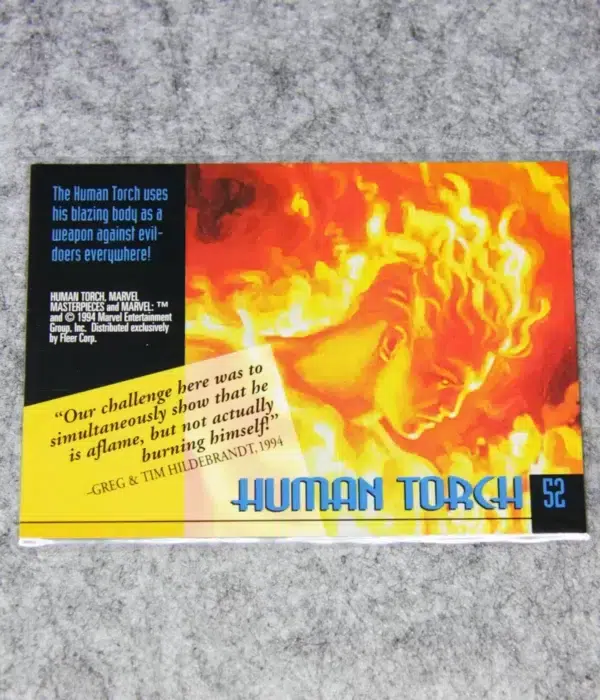 1994 Human Torch #52 Fleer Marvel Masterpieces Gold Foil Signature Series - back