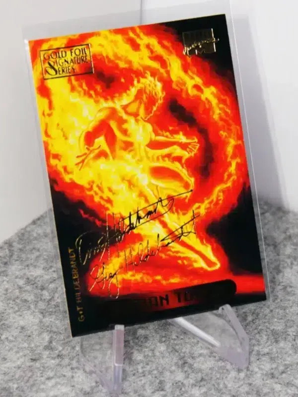 1994 Human Torch #52 Fleer Marvel Masterpieces Gold Foil Signature Series - stand