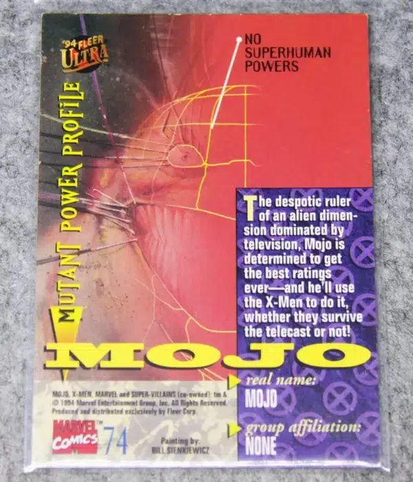 1994 Mojo #74 Fleer Ultra '94 Marvel X-Men Super Villains - back