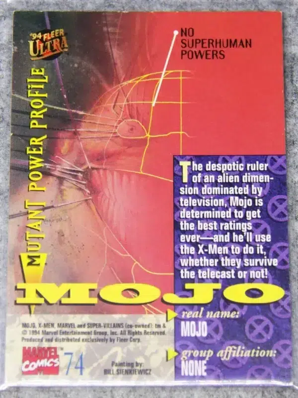 1994 Mojo #74 Fleer Ultra '94 Marvel X-Men Super Villains - back