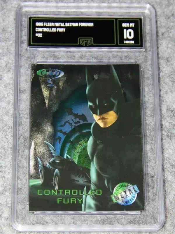 1995 Batman #32 Fleer Metal DC Comics Batman Forever Controlled Fury GMA 10 GEM MT - front