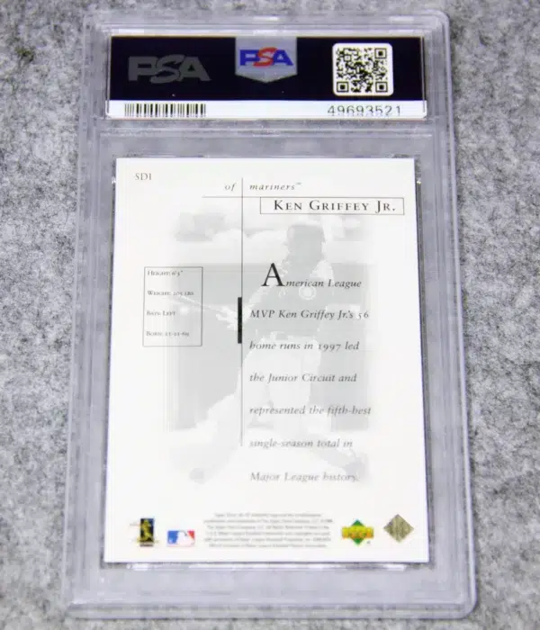 1998 Ken Griffey Jr. #SD1 Upper Deck SP Authentic Sheer Dominance PSA 8 NM-MT - back