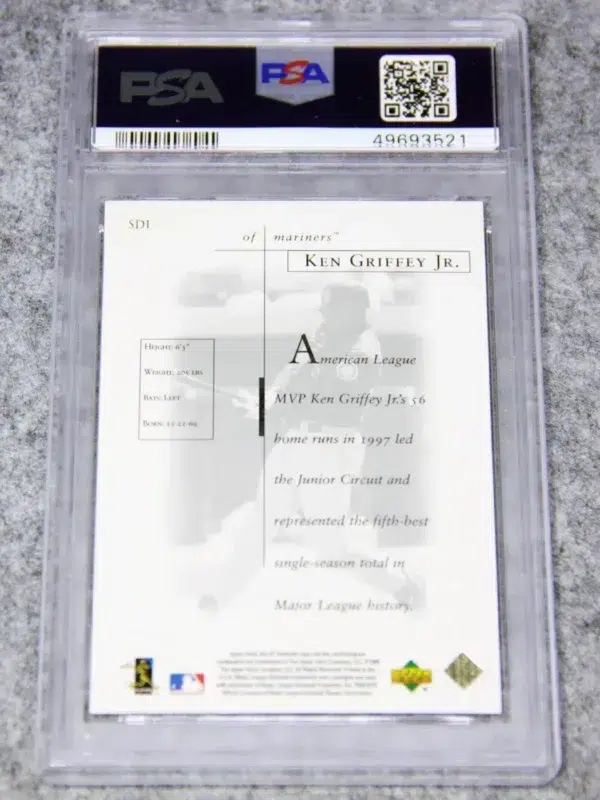 1998 Ken Griffey Jr. #SD1 Upper Deck SP Authentic Sheer Dominance PSA 8 NM-MT - back