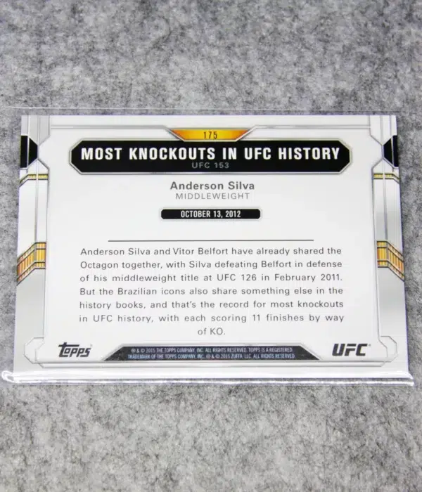 2015 Anderson Silva #175 Topps UFC 153 Most Knockouts in UFC History - back
