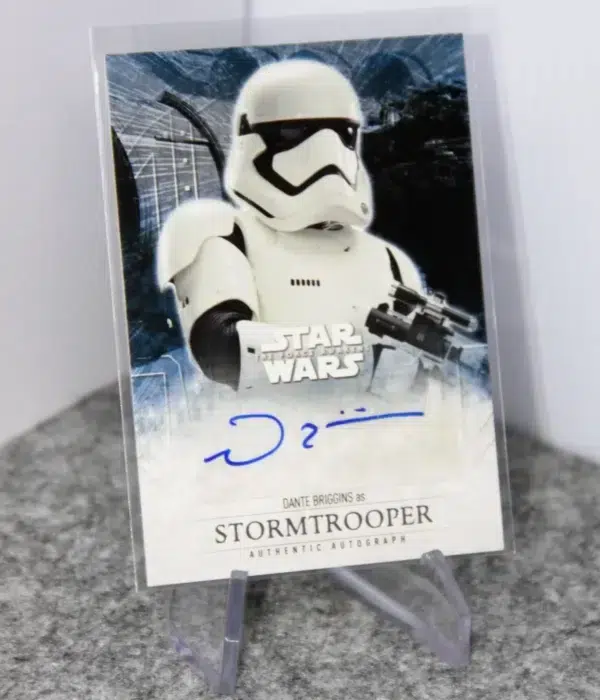 2016 Dante Briggins as Stormtrooper #DB-ST Topps Star Wars The Force Awakens Authentic Autograph - stand