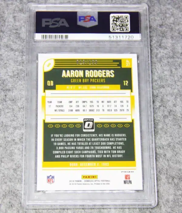 2018 Aaron Rodgers #37 Panini Donruss Optic Orange SN#19 PSA 9 MINT - back