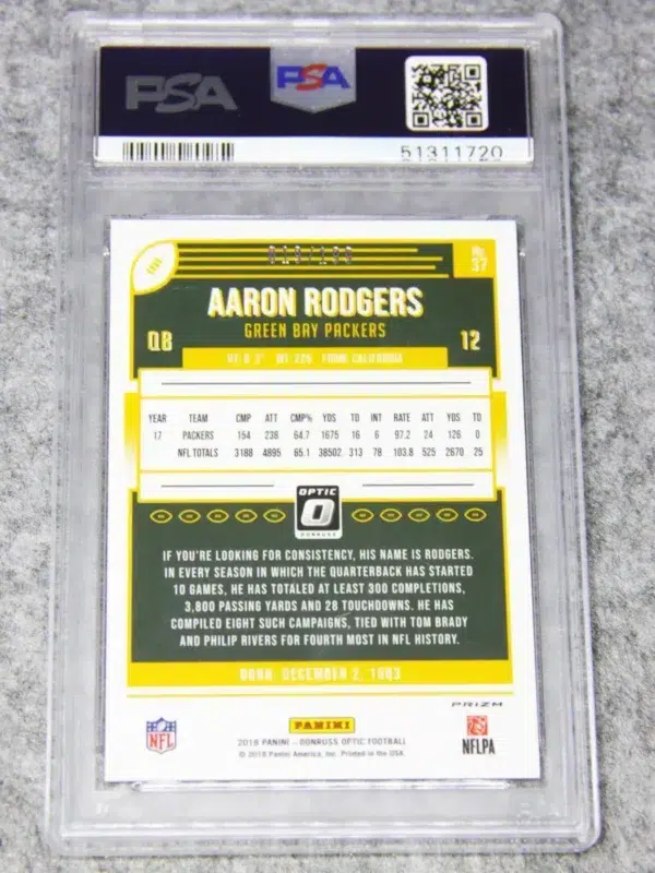 2018 Aaron Rodgers #37 Panini Donruss Optic Orange SN#19 PSA 9 MINT - back