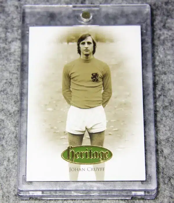 2018 Johan Cruyff #HT104 Futera Unique World Football Heritage Gold SN#14 - front