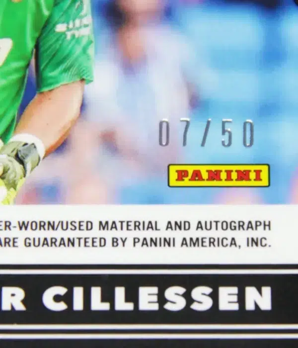 2020-21 Jasper Cillessen #JA-JCI Panini Obsidian Jersey Autographs Electric Etch Orange SN#7 - detail