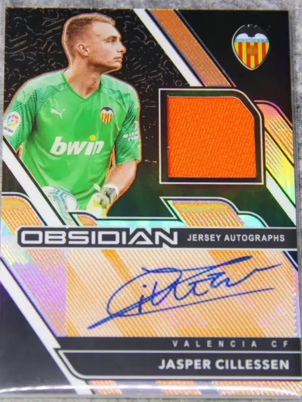 2020-21 Jasper Cillessen #JA-JCI Panini Obsidian Jersey Autographs Electric Etch Orange SN#7 - front