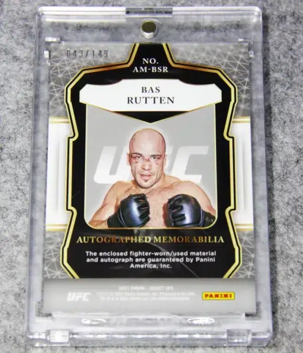 2021 Bas Rutten #AM-BSR Panini Select UFC Autographed Memorabilia SN#43 - back