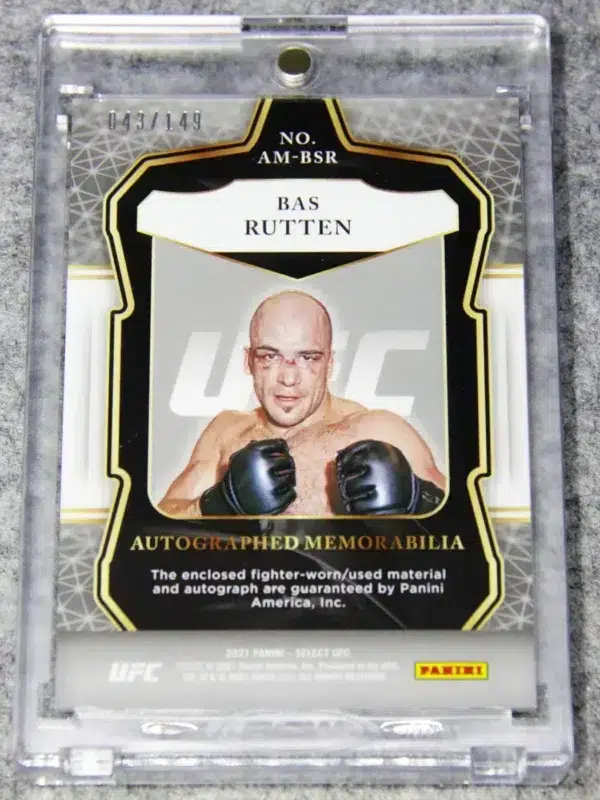 2021 Bas Rutten #AM-BSR Panini Select UFC Autographed Memorabilia SN#43 - back