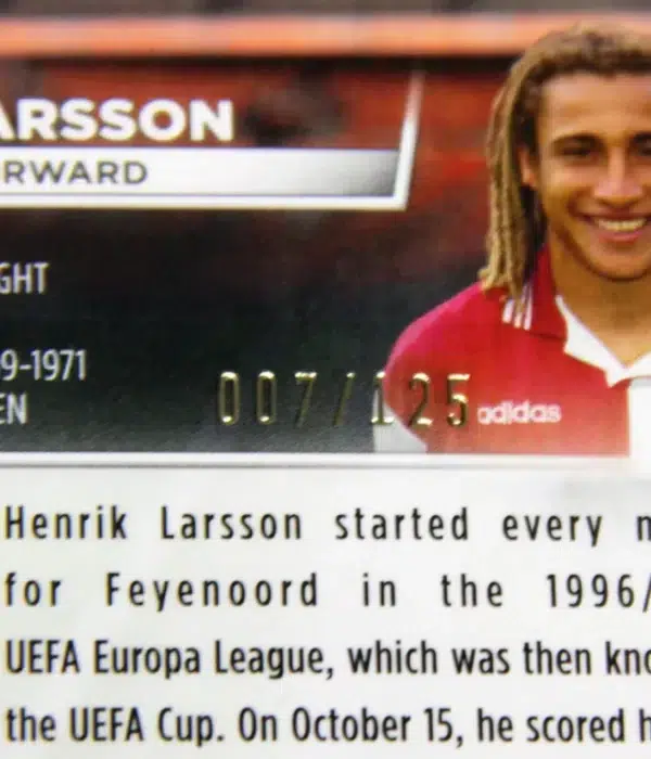 2022-23 Henrik Larsson #66 Topps Stadium Club Chrome UEFA Europa League Green Yellow Electric SN#7 - detail
