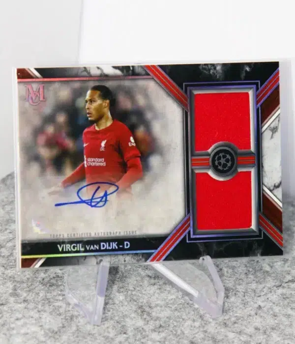 2022-23 Virgil van Dijk #SPSD-VD Topps Museum Collection UEFA Champions League Dual Relic Autograph SN#132 - stand