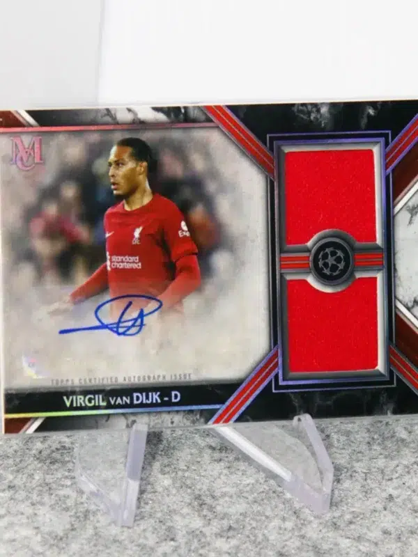 2022-23 Virgil van Dijk #SPSD-VD Topps Museum Collection UEFA Champions League Dual Relic Autograph SN#132 - stand
