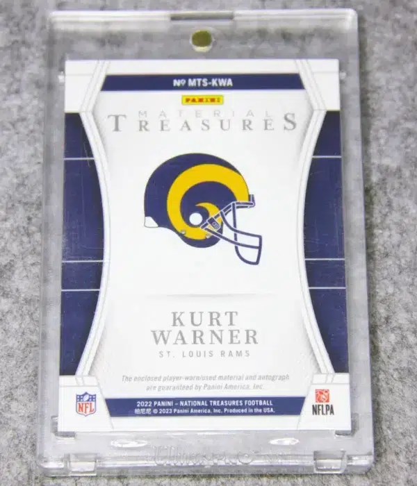 2022 Kurt Warner #MTS-KWA Panini National Treasures Material Treasures Autograph SN#7 - back