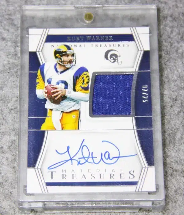 2022 Kurt Warner #MTS-KWA Panini National Treasures Material Treasures Autograph SN#7 - front