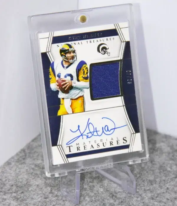2022 Kurt Warner #MTS-KWA Panini National Treasures Material Treasures Autograph SN#7 - stand