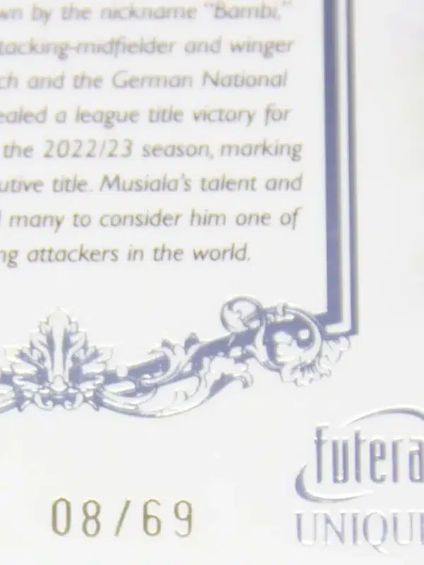 2023 Jamal Musiala #049 Futera Unique Midfielder Football Silver SN#8 - detail