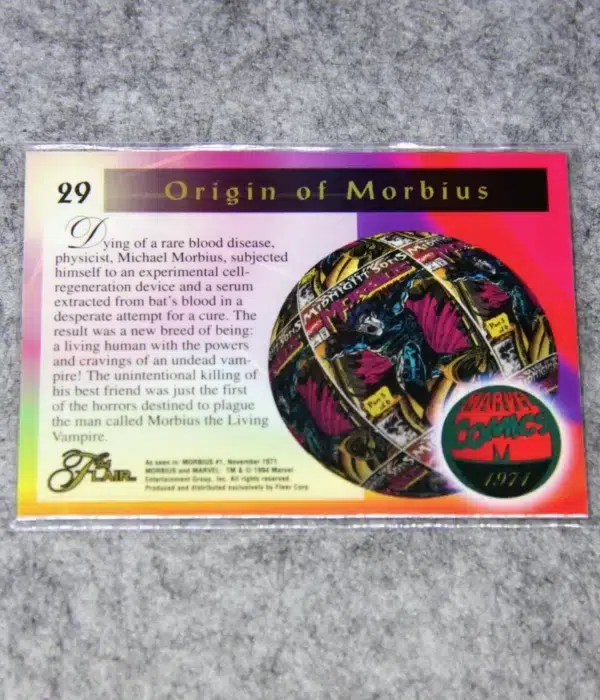 1994 Morbius #29 Fleer Marvel Flair '94 Origin of Morbius - back