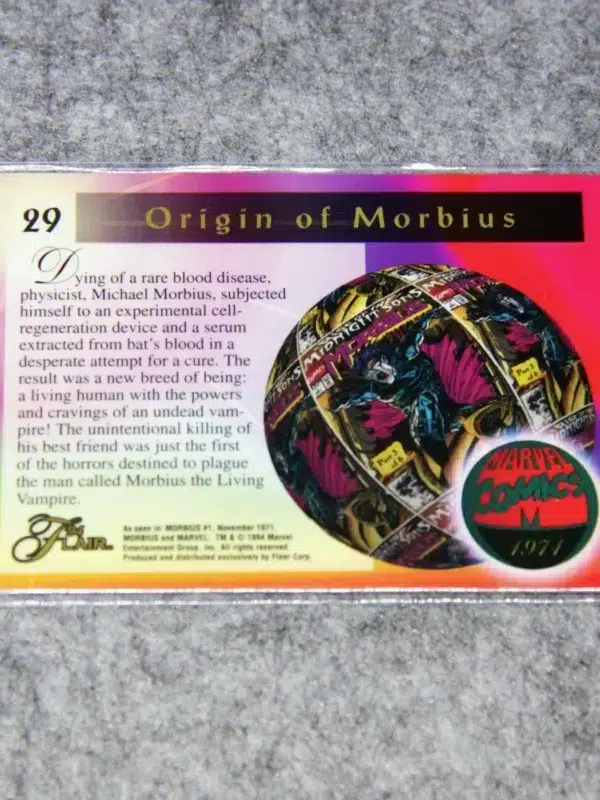 1994 Morbius #29 Fleer Marvel Flair '94 Origin of Morbius - back