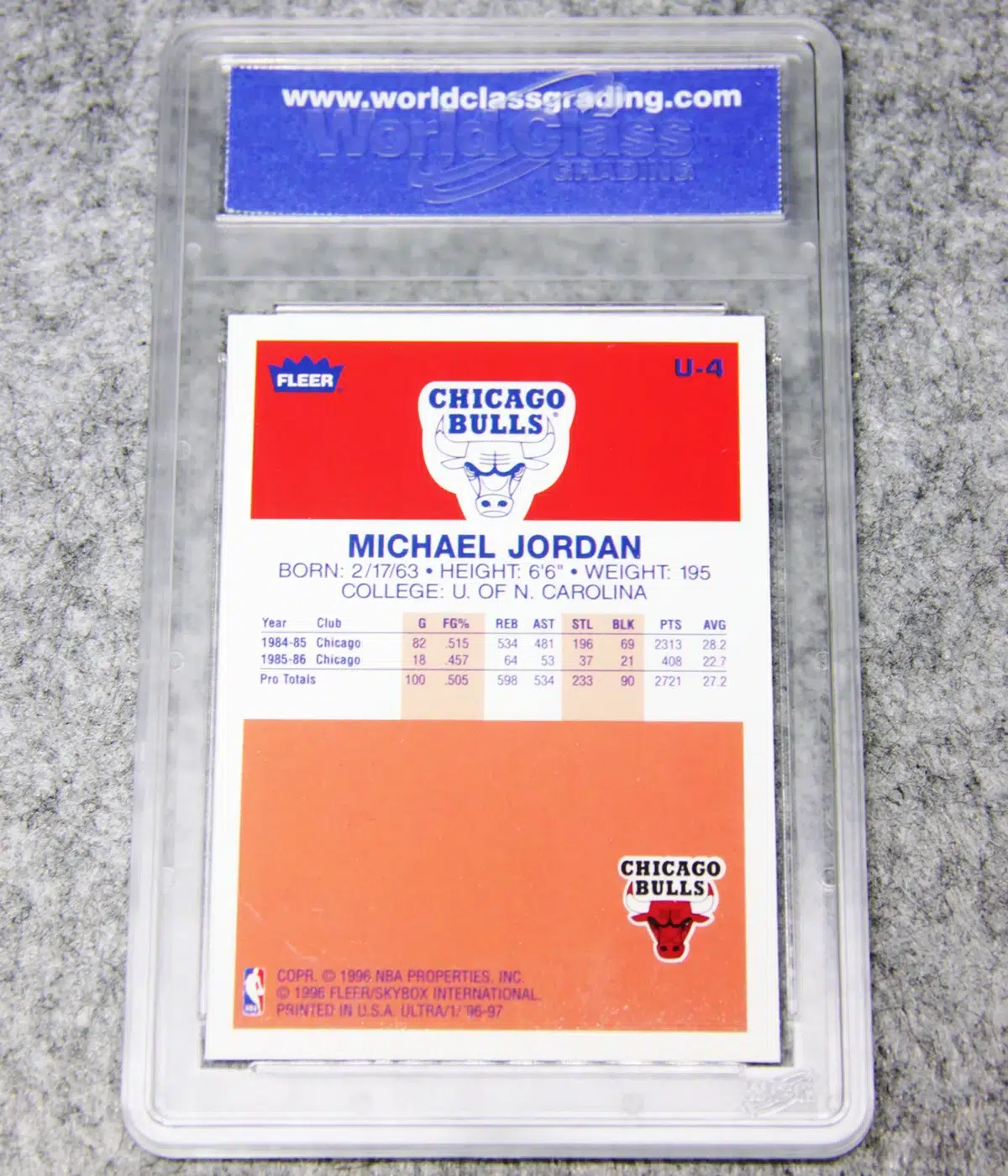 1996 Michael Jordan #U-4 Fleer Ultra Decade of Excellence WCG 10 GEM MT - back