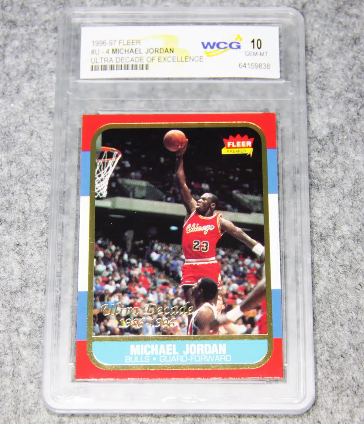 1996 Michael Jordan #U-4 Fleer Ultra Decade of Excellence WCG 10 GEM MT - front