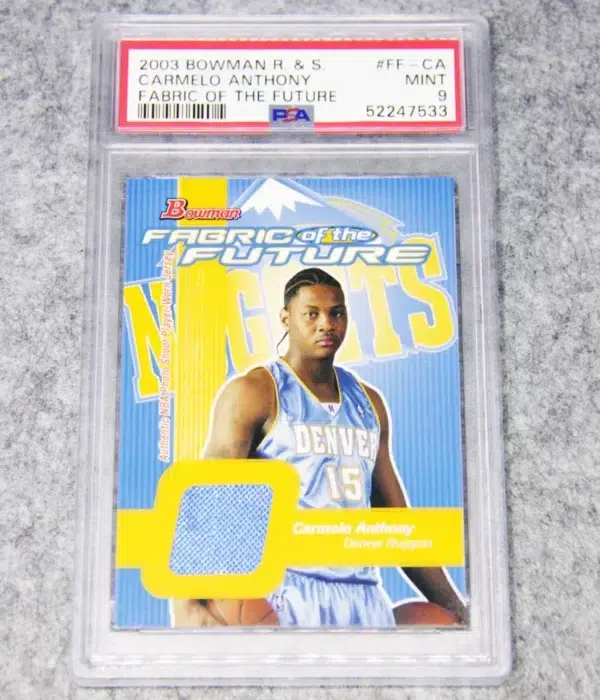 2003 Carmelo Anthony #FF-CA Topps Bowman Fabric of the Future RC PSA 9 Mint - front