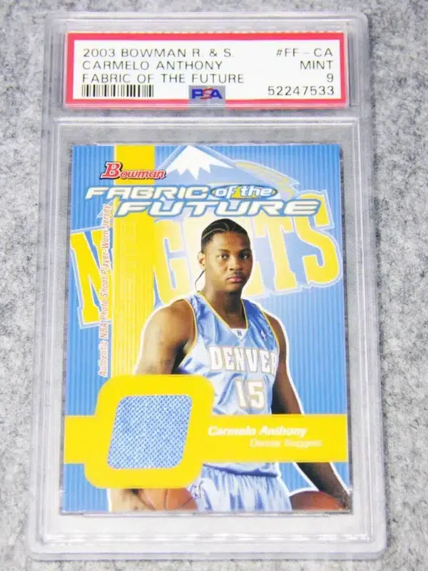 2003 Carmelo Anthony #FF-CA Topps Bowman Fabric of the Future RC PSA 9 Mint - front