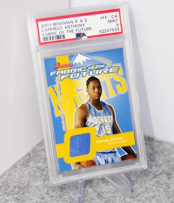 2003 Carmelo Anthony #FF-CA Topps Bowman Fabric of the Future RC PSA 9 Mint - stand