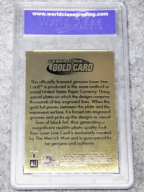 2009 Muhammad Ali #MA-09 Merrick Mint Laser Line Gold Card The Greatest of All Time WCG 10 GEM-MT - back