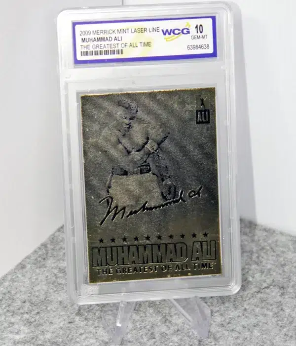 2009 Muhammad Ali #MA-09 Merrick Mint Laser Line Gold Card The Greatest of All Time WCG 10 GEM-MT - stand