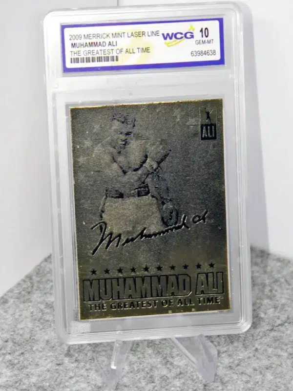 2009 Muhammad Ali #MA-09 Merrick Mint Laser Line Gold Card The Greatest of All Time WCG 10 GEM-MT - stand