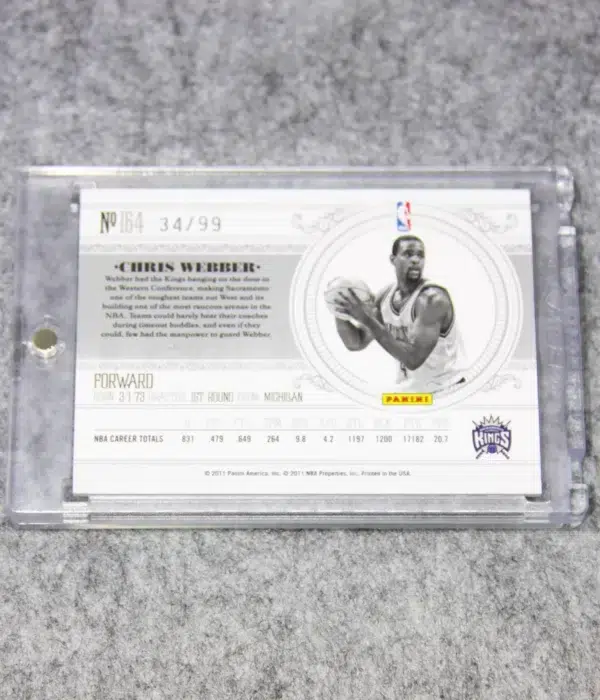 2010-11 Chris Webber #164 Panini National Treasures Playoff Legend SN#34 - back