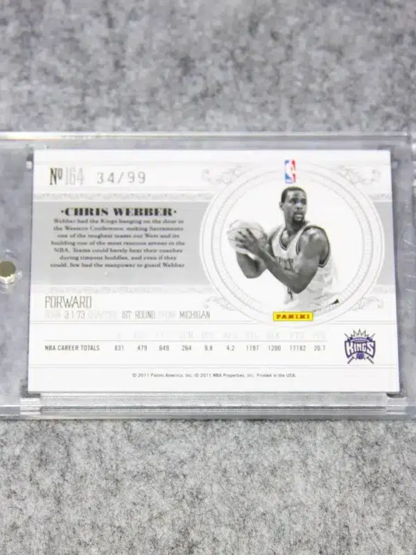 2010-11 Chris Webber #164 Panini National Treasures Playoff Legend SN#34 - back