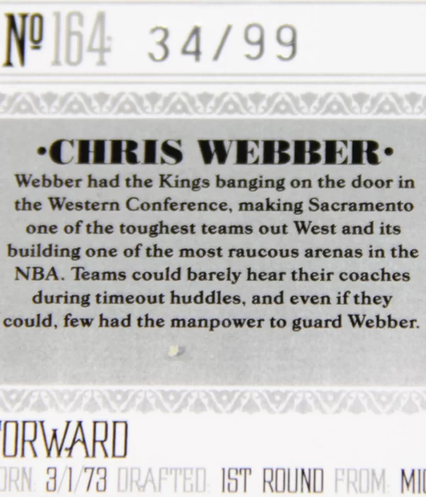 2010-11 Chris Webber #164 Panini National Treasures Playoff Legend SN#34 - detail