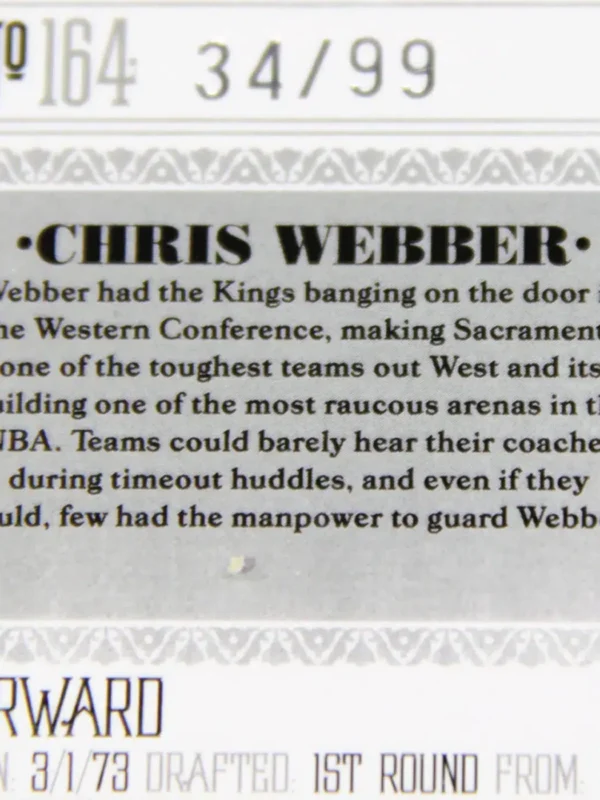 2010-11 Chris Webber #164 Panini National Treasures Playoff Legend SN#34 - detail