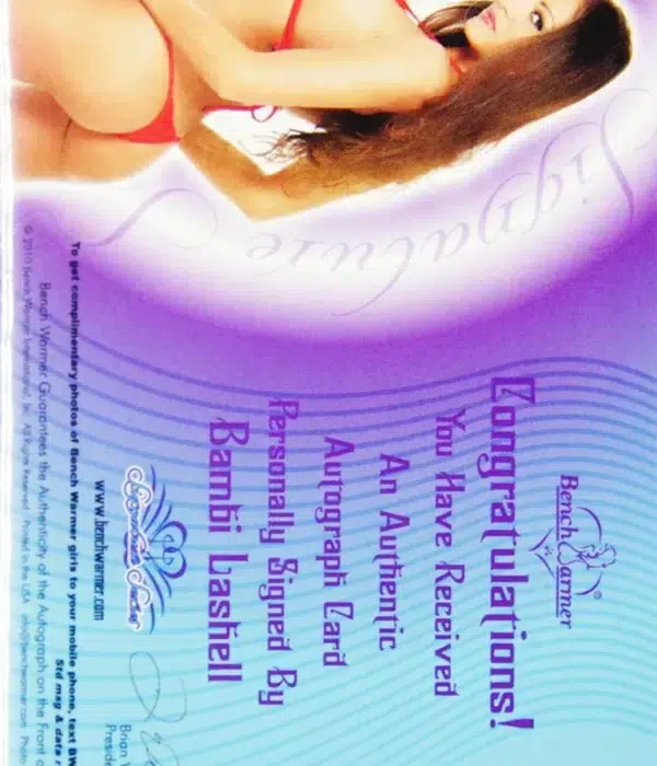 2010 Bambi Lashell #99A Bench Warmer Signature Series Authentic Autograph - back