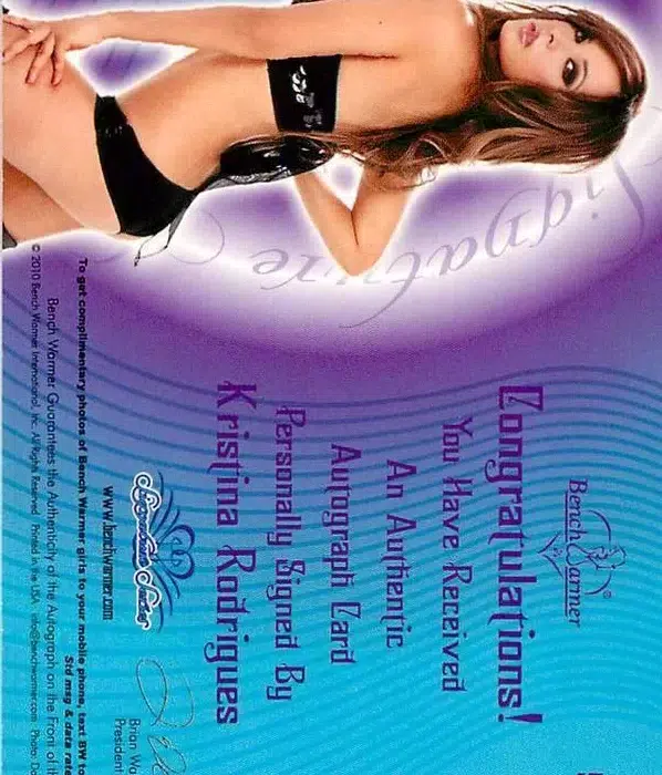 2010 Kristina Rodrigues #59A Bench Warmer Signature Series Authentic Autograph - back