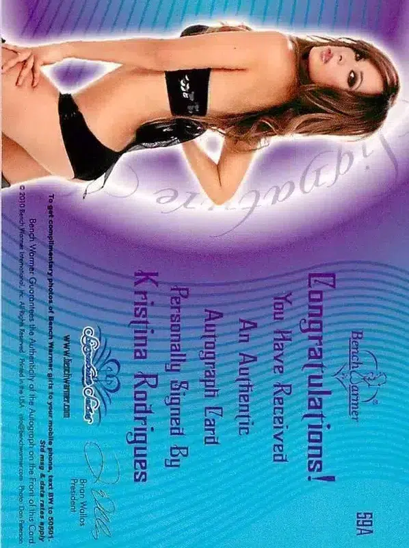 2010 Kristina Rodrigues #59A Bench Warmer Signature Series Authentic Autograph - back