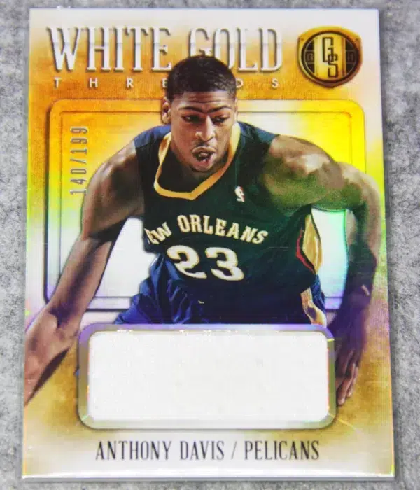2013-14 Anthony Davis #53 Panini White Gold Threads Patch SN#140 - front